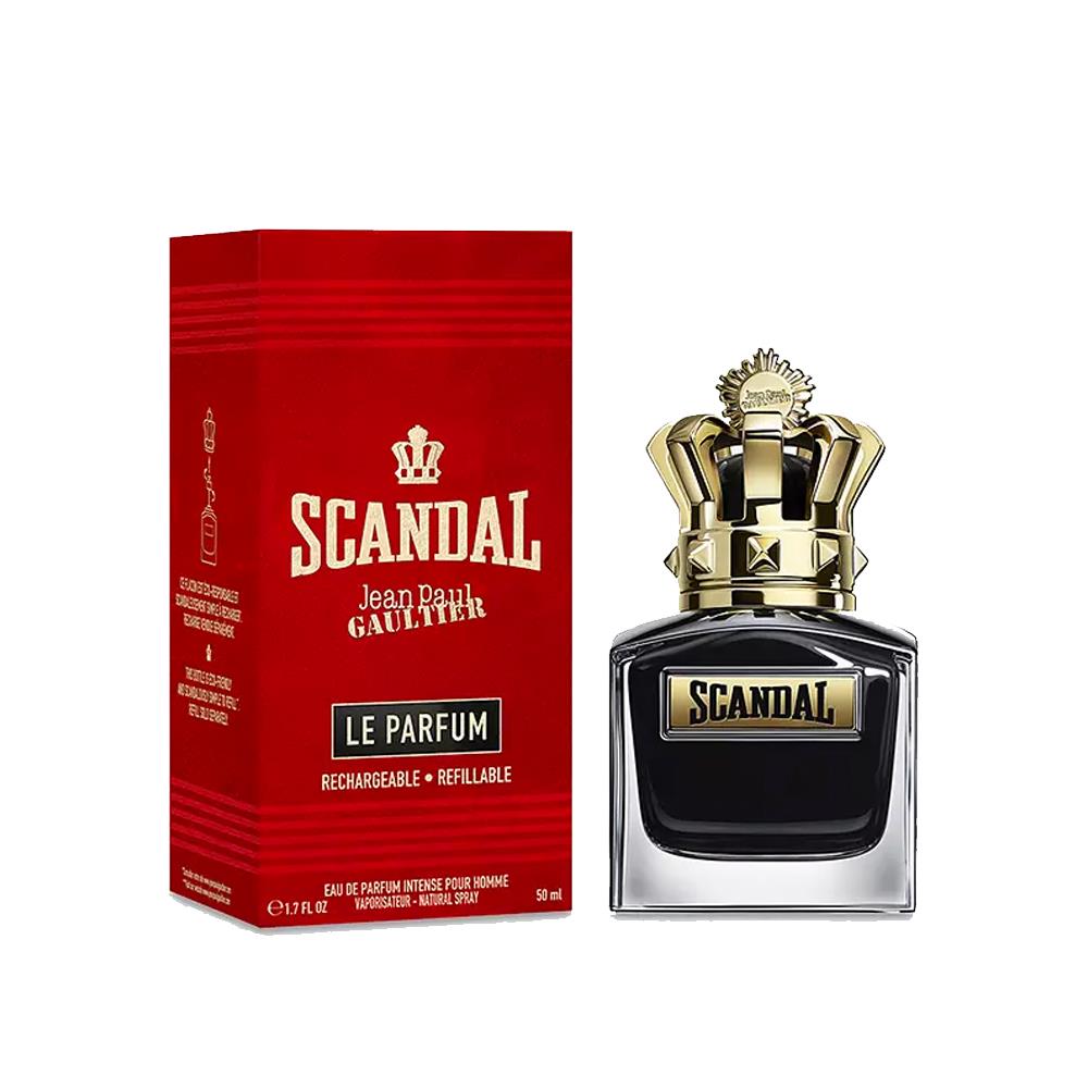 Scandal perfume bottle and packaging on a white background