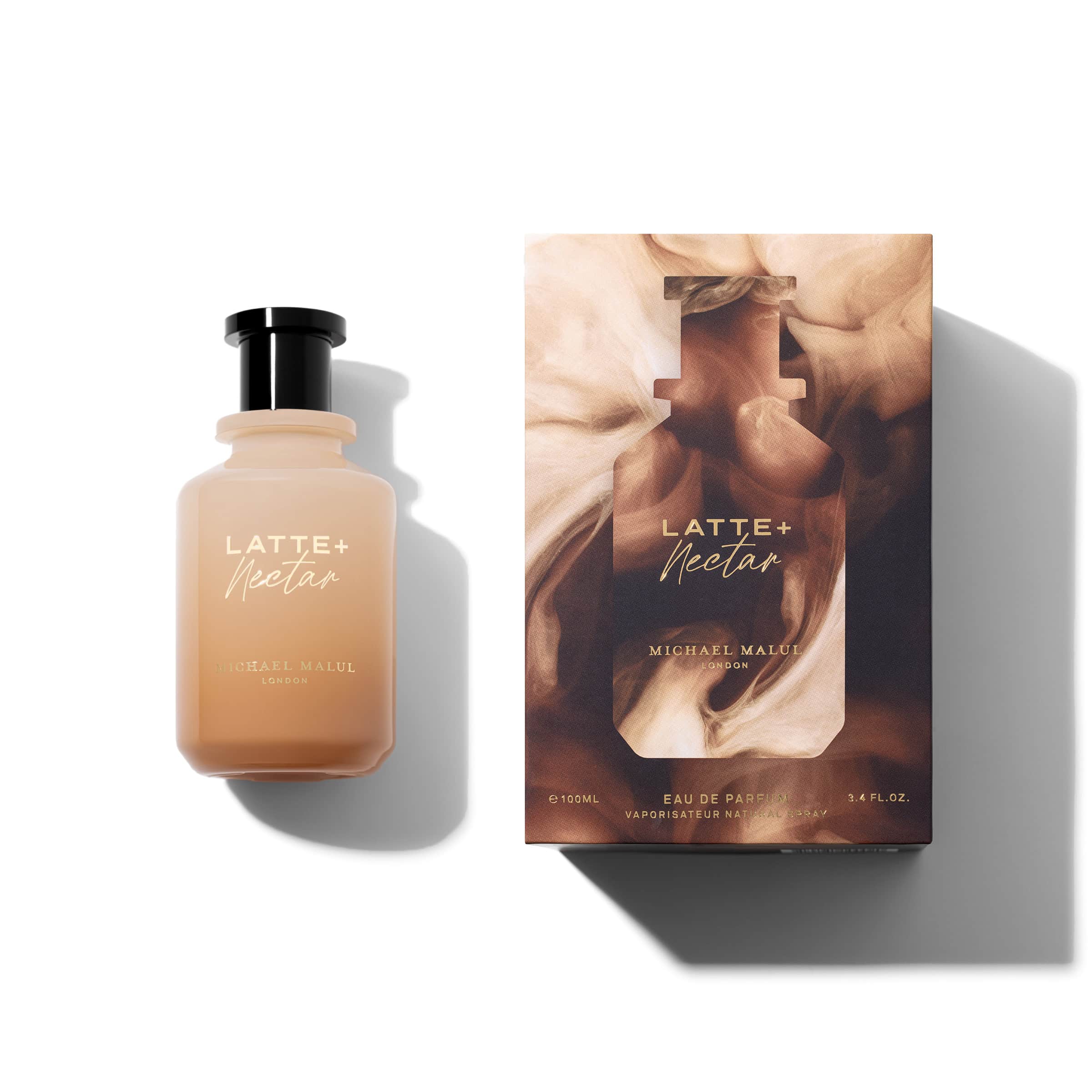 Latte Nectar perfume bottle and packaging on a white background