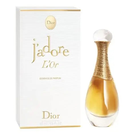 Dior Jadore L'Or perfume bottle and packaging on a white background