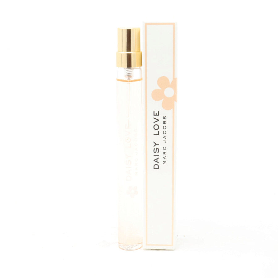 Marc Jacobs Daisy Love perfume bottle and packaging on a white background