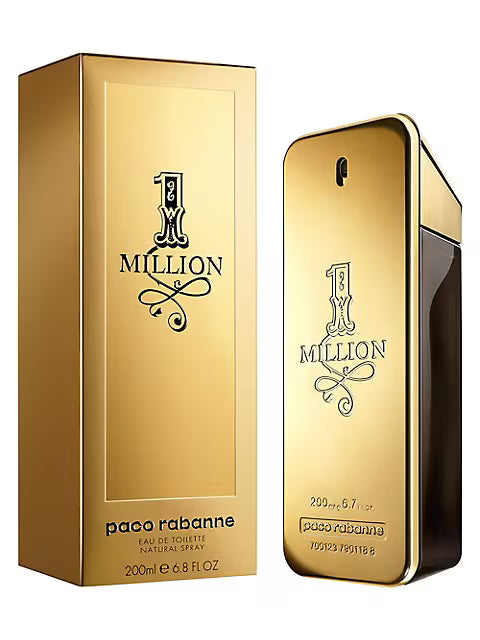 Paco Rabanne 1 Million perfume bottle and packaging on a white background